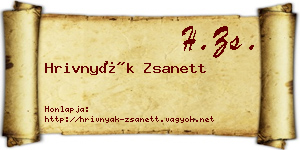 Hrivnyák Zsanett névjegykártya